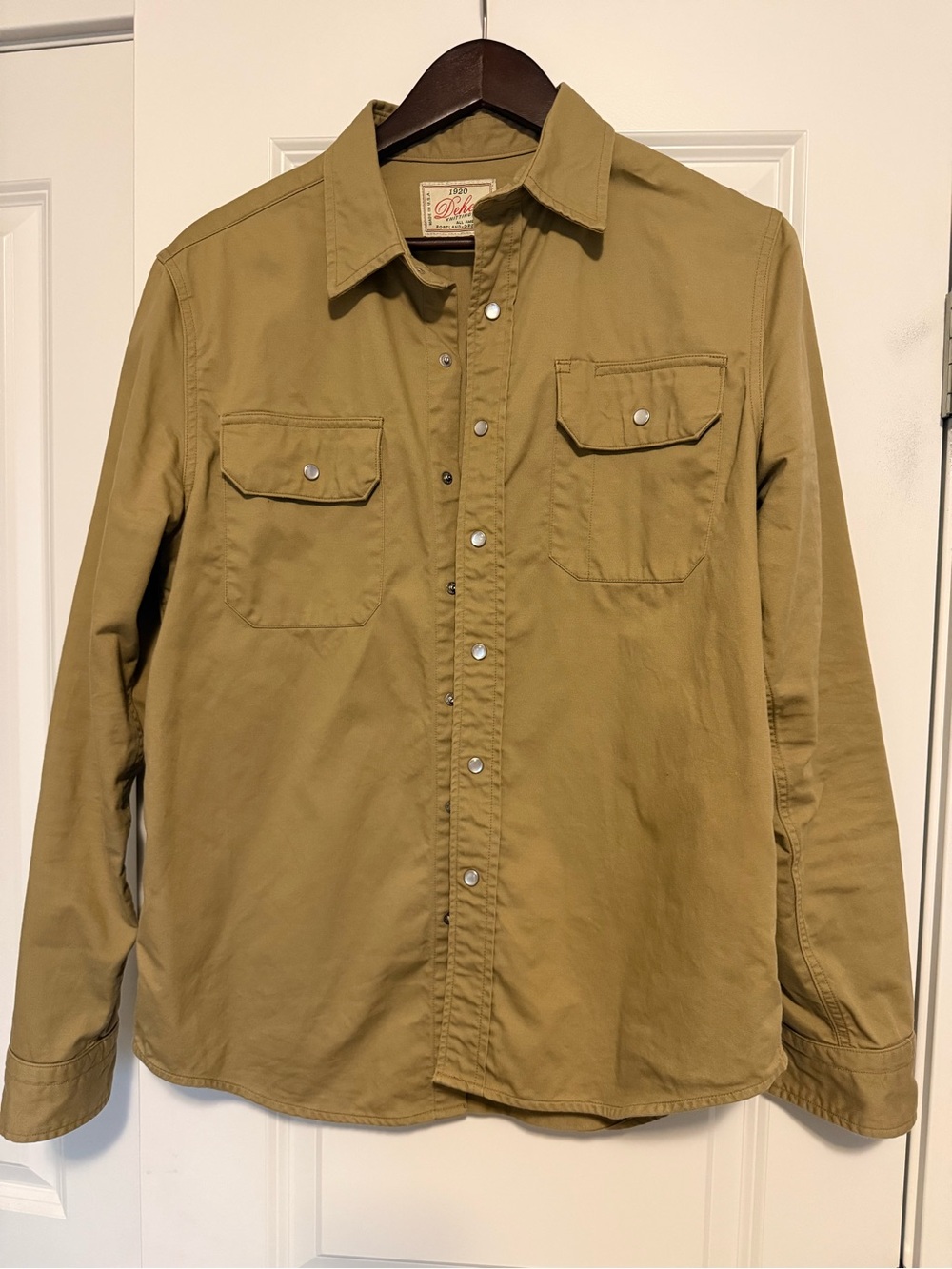 Civilianaire Men's Long-Sleeve Tan Button-Down Work Shirt
